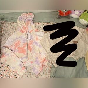 Tie-Dye Hoodie and Knit Cardigan Set